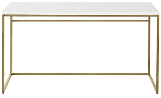 까사미아 노엘 일반책상 방문설치, 화이트 + 골드