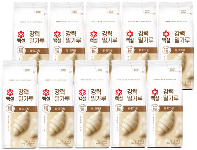 백설 강력 밀가루, 1kg, 10개