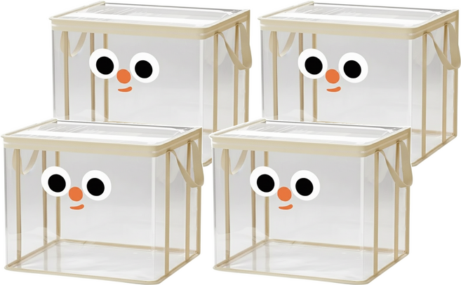 TAILI 太力 卡通書本玩具防塵防水可手提收納袋 大(34 x 25 x 25cm), 4個, 印花米邊