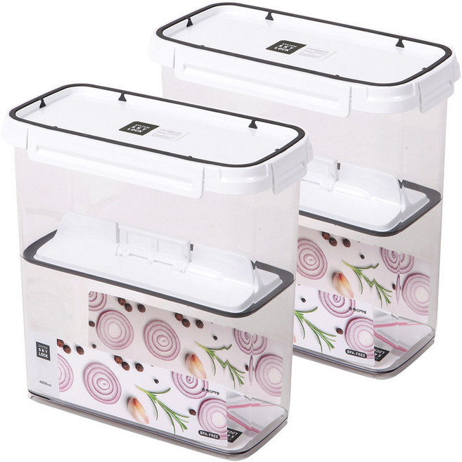 수납이야기 스카이락 와이드 누름판 4호 밀폐용기, 2개, 4L