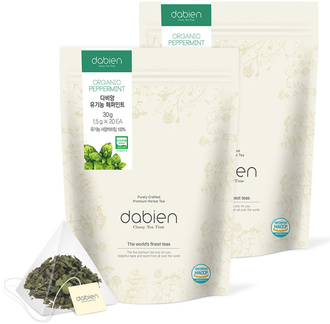 다비앙 유기농 페퍼민트 티백, 1.5g, 20개입, 2개