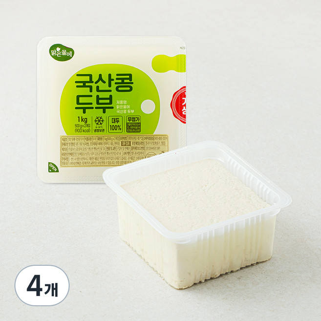 맑은물에 국산콩 두부, 500g, 4개