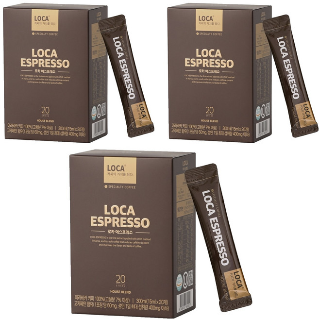 로카에스프레소 액상 원두커피스틱 하우스 블렌드, 15ml, 20개입, 3개