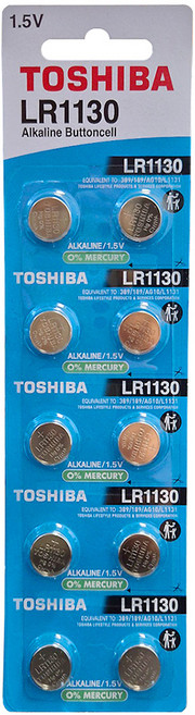 도시바 알카라인 버튼 건전지 LR1130, 10개입, 1개