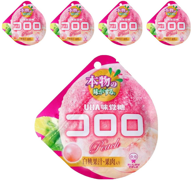 UHA 味覺糖 酷露露Q糖 水蜜桃口味, 40g, 5包