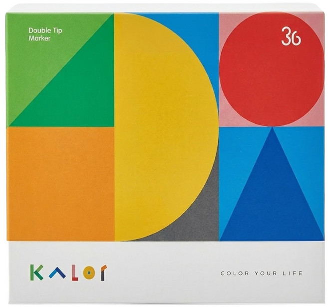 KaCO KALOr 方頭圓頭兩用粗細色彩馬克筆套組, 1盒, 36色