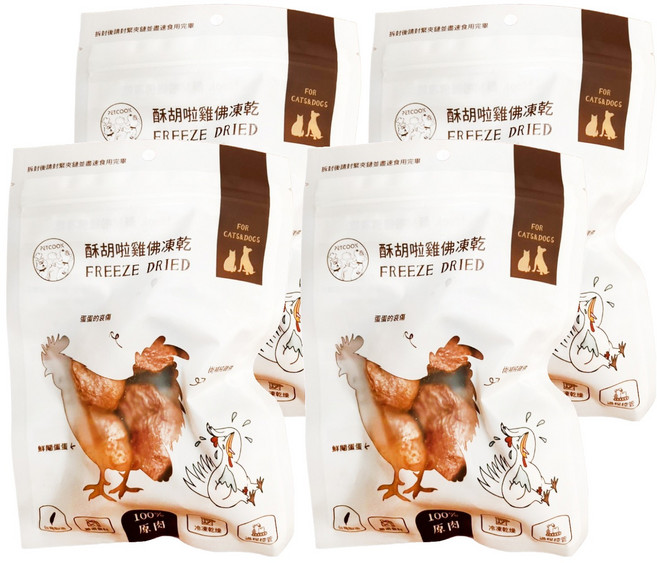 PETCOOK 派庫廚房 酥胡啦雞佛 凍乾, 雞佛, 30g, 4包