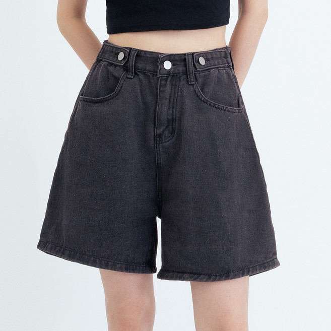 엘쏘 여성용 롤업 와이드 데님 A라인 청반바지