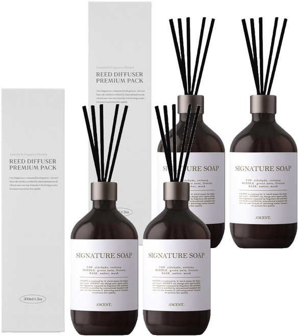 에이센트 퍼퓸드 디퓨저, 시그니처솝, 500ml, 4개
