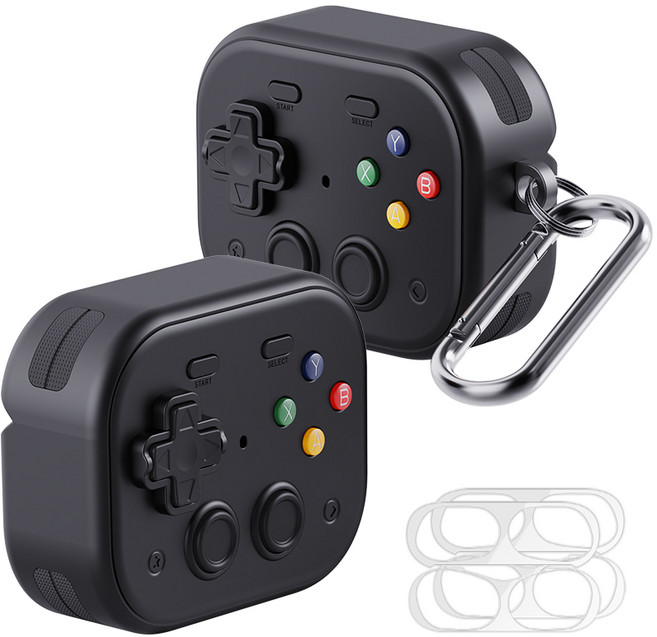 칸탐 에어팟 레트로 케이스 + 철가루 방지 스티커 2p, 에어팟 프로3, 블랙, 1개