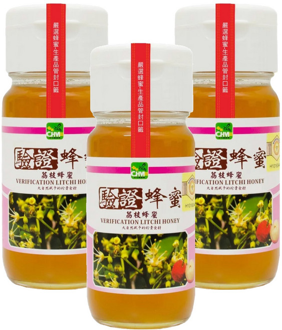 彩花蜜 台灣養蜂協會驗證 荔枝蜂蜜, 700g, 3瓶