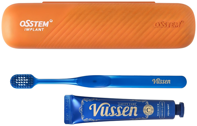 오스템 여행 휴대용 양치키트 뷰센 C 충치케어 치약 40g + 칫솔 세트, 1세트