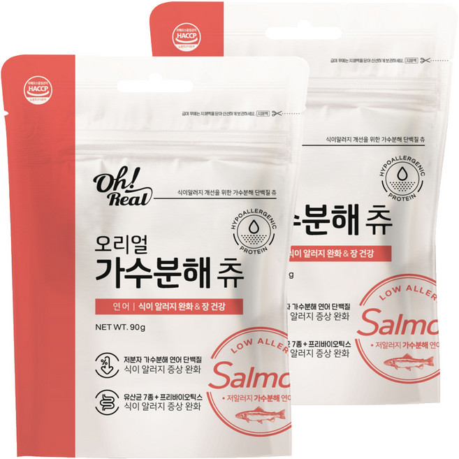 옵티펫 반려동물 오리얼 가수분해 츄 간식, 연어, 90g, 2개