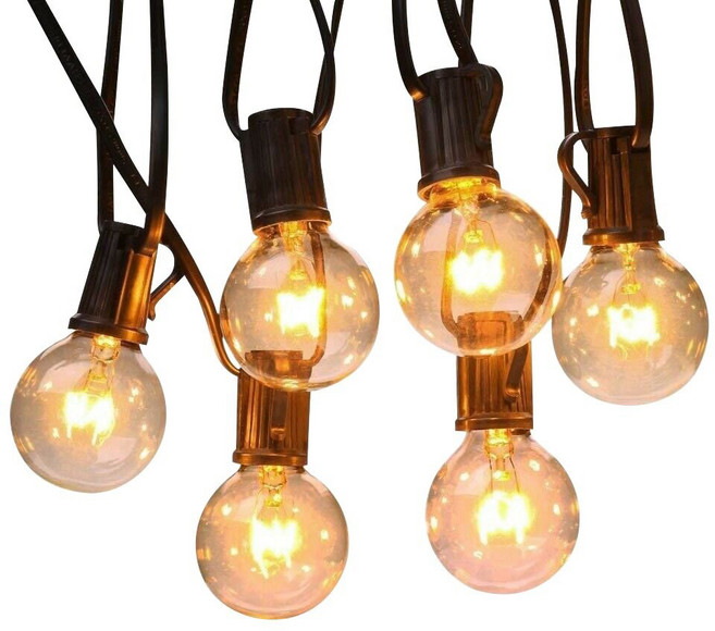 露營防水燈串 G40 鎢絲 25燈 + 2備燈, 1組, 黃光