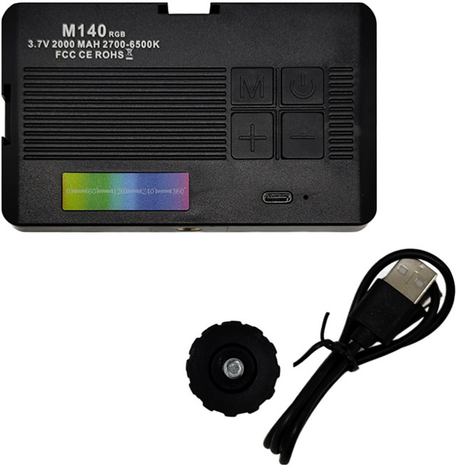 RGB M140 口袋補光燈 三色調光+全彩+夾子 專業補光 迷你便攜 2000mAh電池 12種情境模式, M140 RGB, 1個
