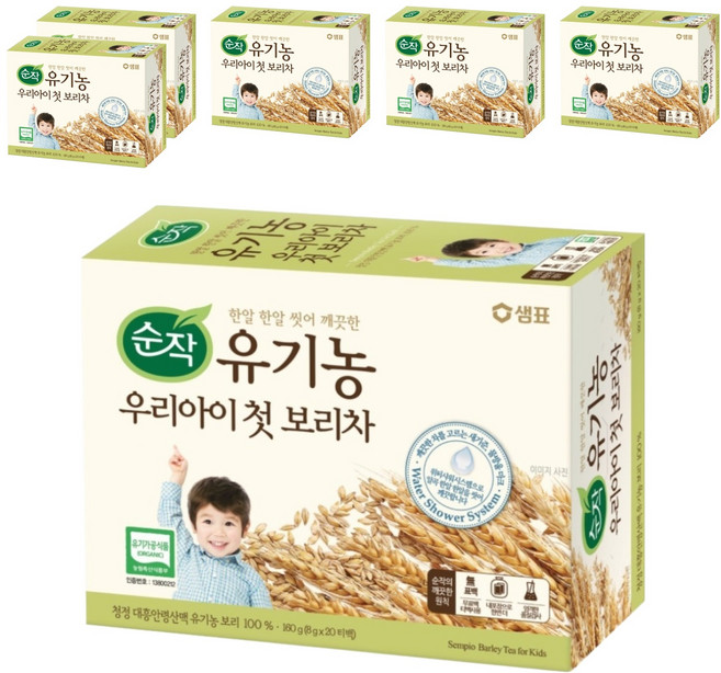순작 유기농 우리아이 첫 보리차 티백, 8g, 20개입, 6개