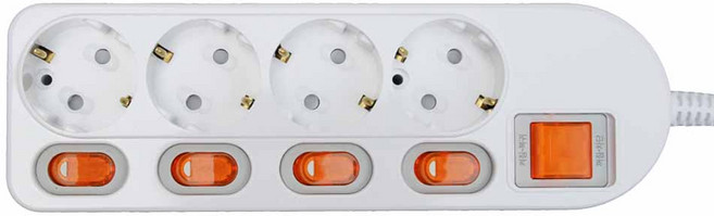 번개표 절전형 개별스위치 멀티탭 4구 MC21645V, 5m, 1개