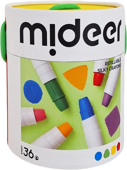 mideer 可洗式速乾絲綢蠟筆 3歲以上, 36色, 1組