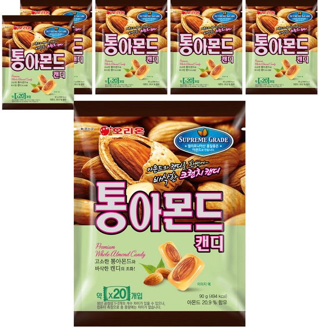 오리온 통아몬드 캔디, 90g, 6개