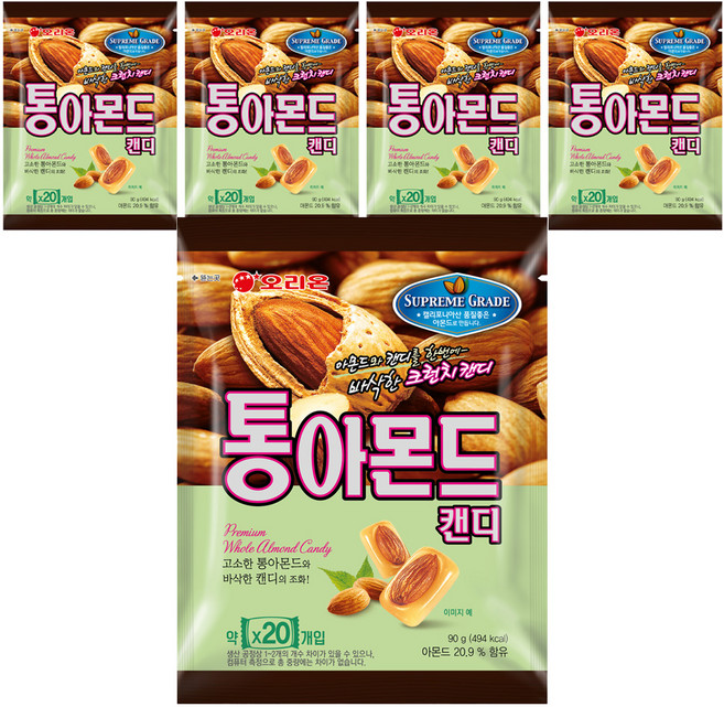 오리온 통아몬드 캔디, 90g, 5개