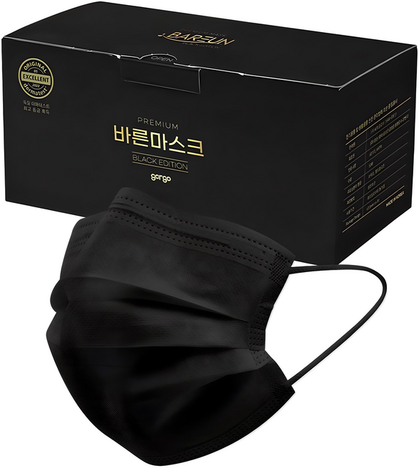 고르고 바른 마스크 성인용 대형, 50개입, 1개, 블랙