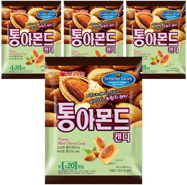오리온 통아몬드 캔디, 90g, 4개