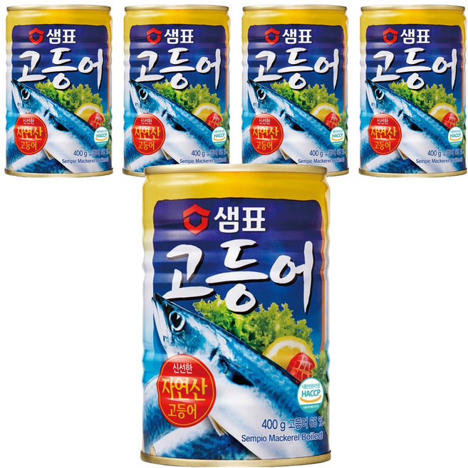 샘표 원터치 고등어 통조림, 400g, 5개