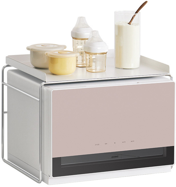 폴레드 픽셀 젖병살균기 + 맘마존트레이 세트, 오프화이트 + 더스티핑크