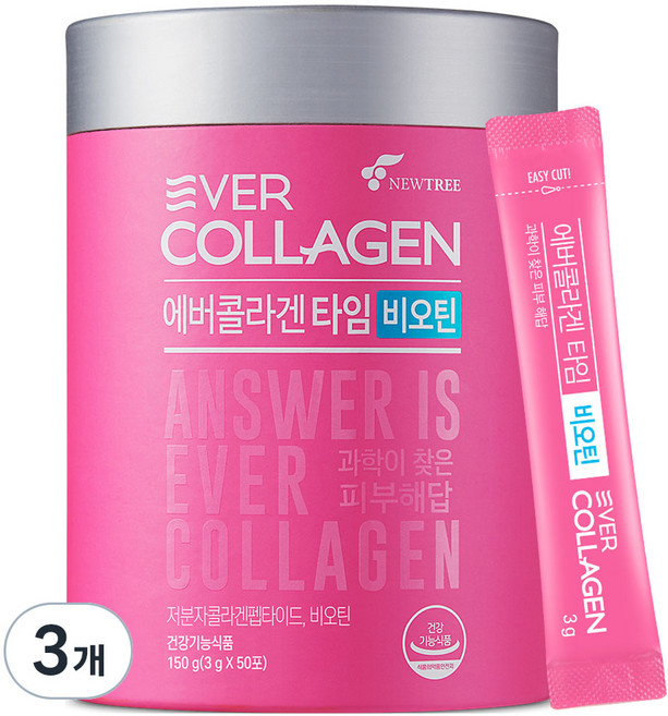 에버콜라겐 타임 비오틴 50포, 150g, 3개