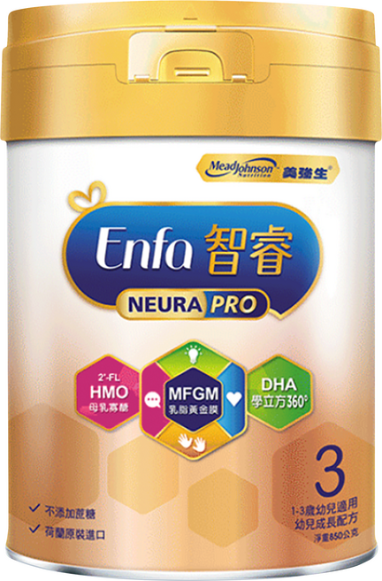 Mead Johnson 美強生 智睿幼兒成長配方奶粉 3號 1~3歲, 850g, 1罐