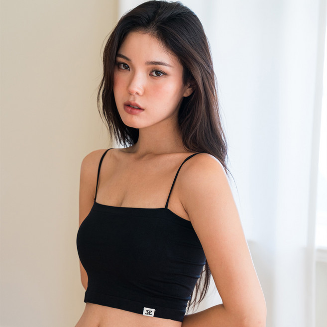 도로시와 여성용 풀샷몰드 심플 튜브탑 캡나시 크롭