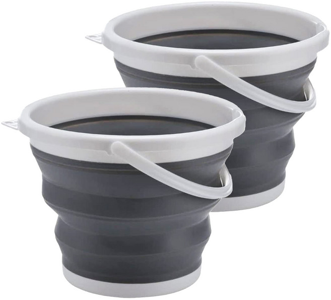 折疊水桶 25 x 20cm 370g 5L 2個, 質感灰色, 1組