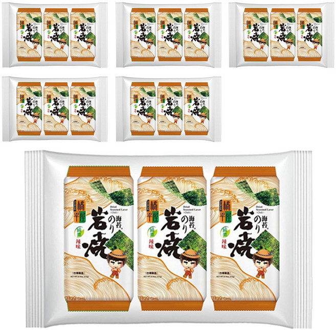 橘平屋 岩燒海苔 辣味 Set 3 台灣製造, 12.6g, 6袋
