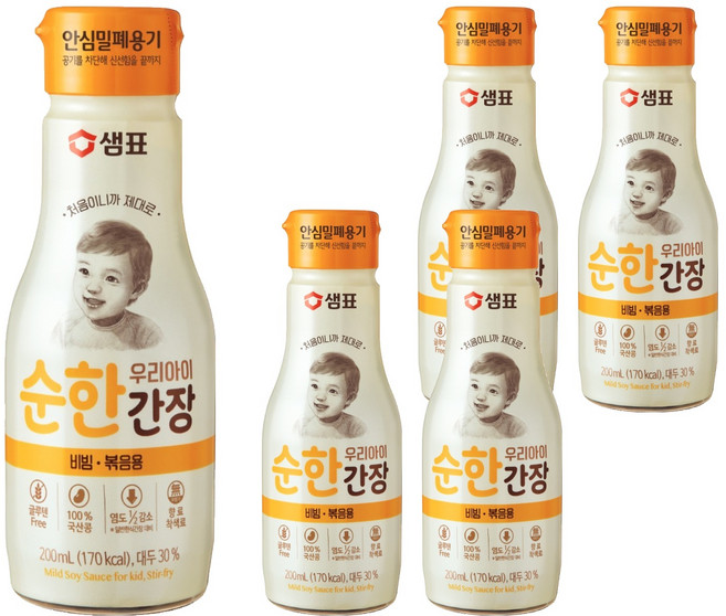 샘표 우리 아이 순한 간장 비빔 볶음용, 5개, 200ml