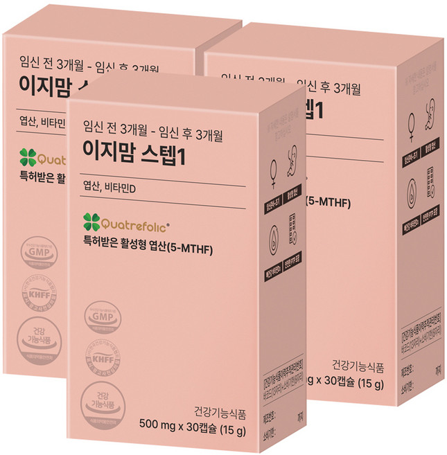 이지맘 스텝1 엽산 비타민D, 30정, 3개