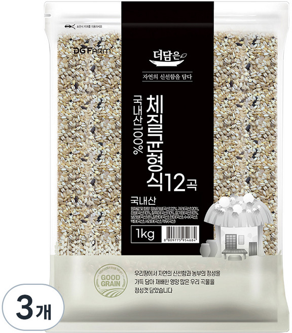 더담은 100% 국산 체질균형식 12곡, 1kg, 3개