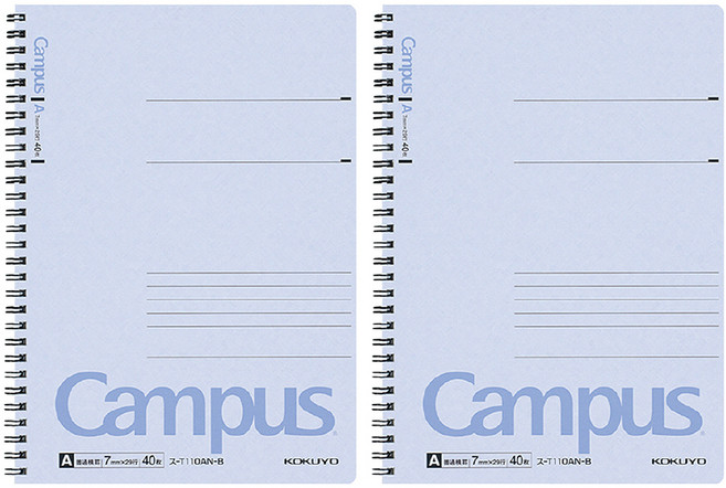KOKUYO 國譽 Campus B5雙線圈筆記本 A罫, 藍色, 2本