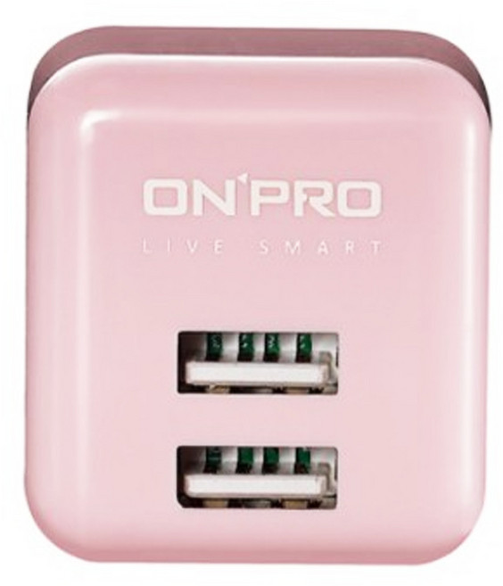 ONPRO 2埠 USB 急速充電器 UC-2P01 Plus 41 x 37 x 35mm 50g, 淡粉色, 1個