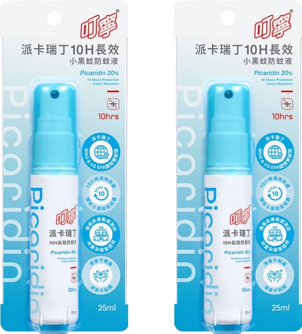 叮寧 派卡瑞丁10H小黑蚊防蚊液, 25ml, 2瓶