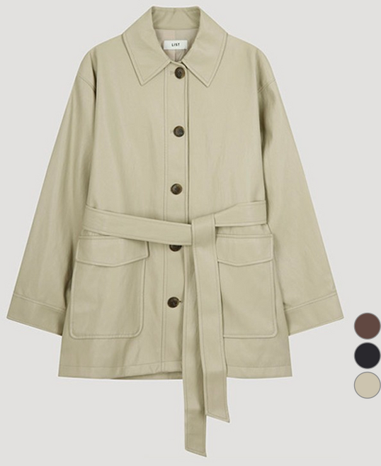 리스트 여성용 벨티드 레더 트렌치 맥코트 TWWBYO70010