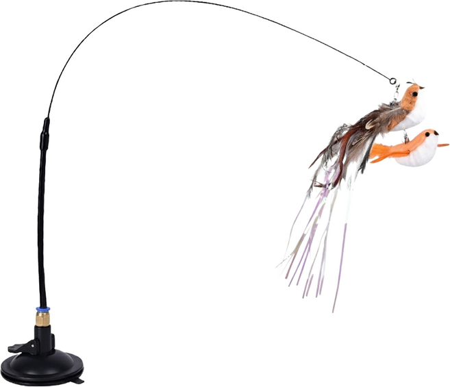 OUTSY 自由小鳥吸盤可拆分逗貓棒 附吸盤 + 玩具小鳥 2個, 顏色隨機, 1支