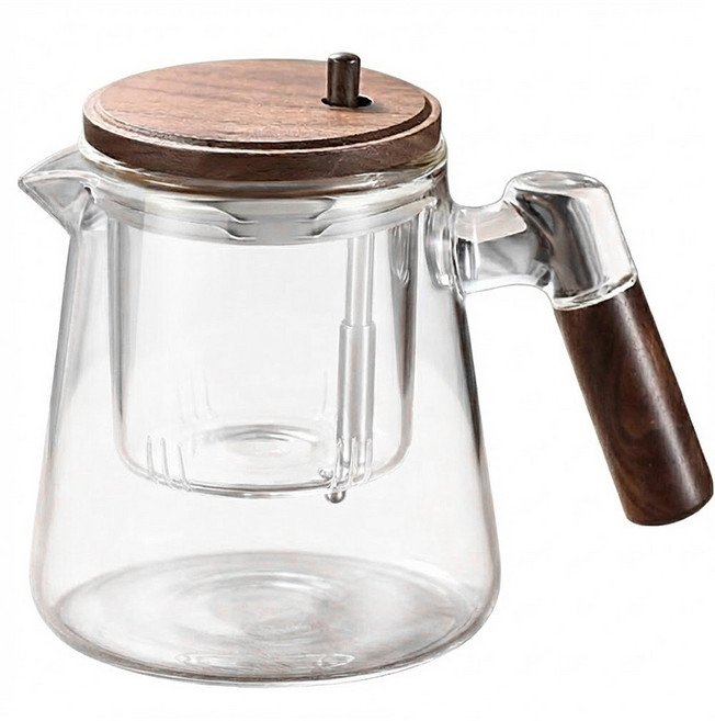 橡合杉 胡桃木飄逸泡茶壺 600ml, 透明色, 1個