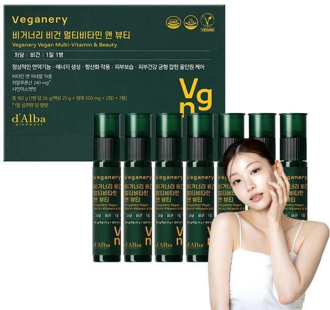비거너리 달바 비건 멀티비타민 앤 뷰티 7p, 1개, 182g - 쿠팡