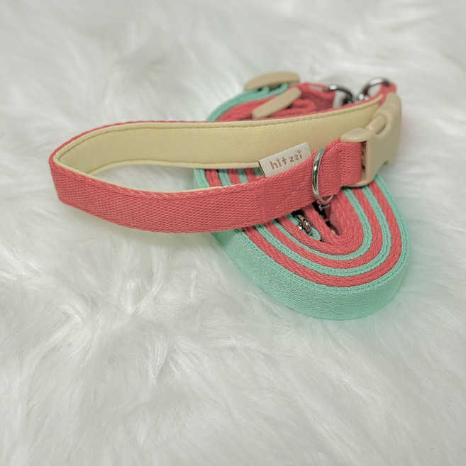 힛찌 강아지 트윈 리드줄 두마리용, 1개, 민트핑크