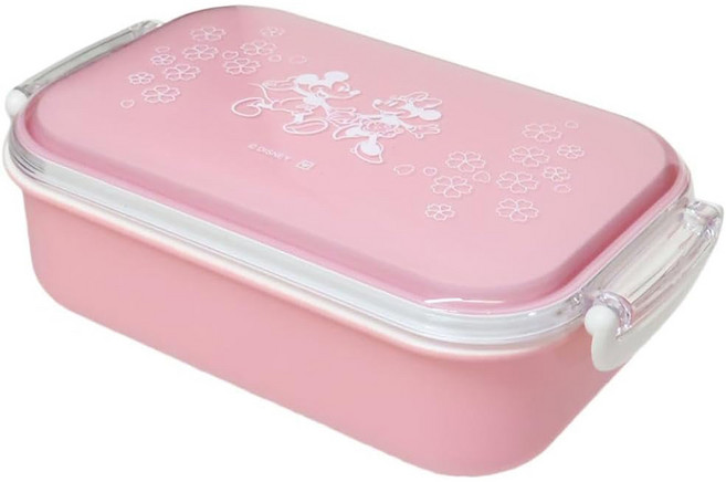 YAXELL DISNEY 米奇與米妮 櫻花 可微波雙扣便當盒 480ml, 1個