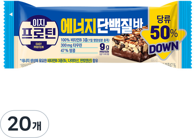 롯데웰푸드 이지프로틴 에너지단백질바, 20개, 40g