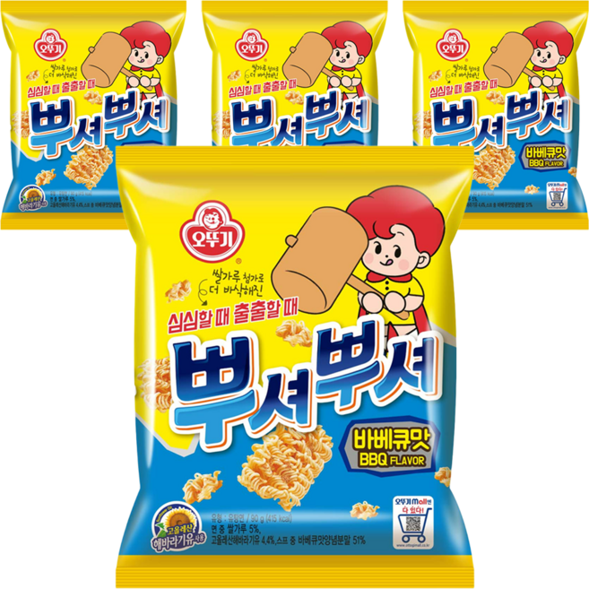 오뚜기 뿌셔뿌셔 바베큐맛, 90g, 4개