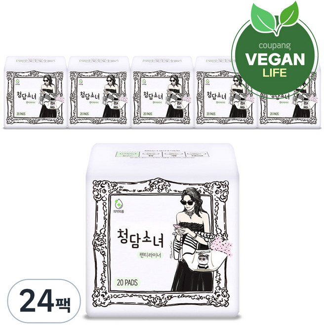 청담소녀 팬티라이너, 롱, 24개, 20개입