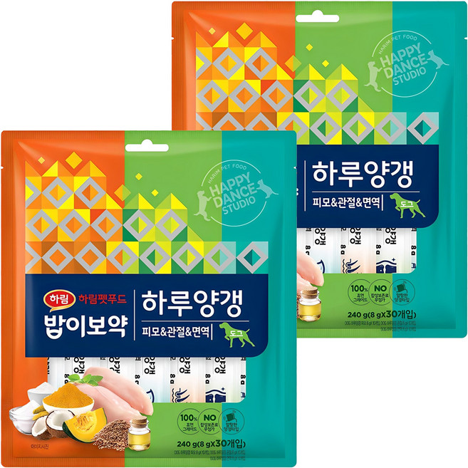 하림펫푸드밥이보약 강아지 하루양갱, 혼합맛(피모/관절/면역), 240g, 2개