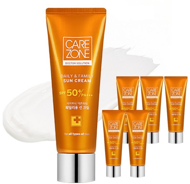 케어존 데일리 앤 패밀리 선 케어 크림 SPF50+ PA+++, 80ml, 6개